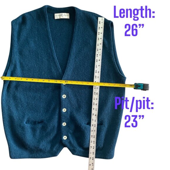 Fairway & Greene Vintage Mens Alpaca Vest Caribbean Green-Blue XL - Picture 6 of 6